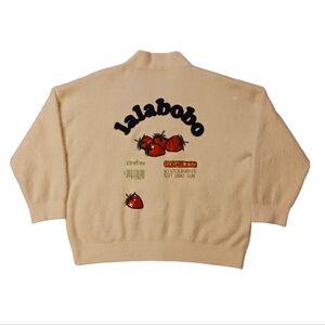 Lalabobo Strawberry Heavy Knit Cardigan Sweater (See Measurements)
